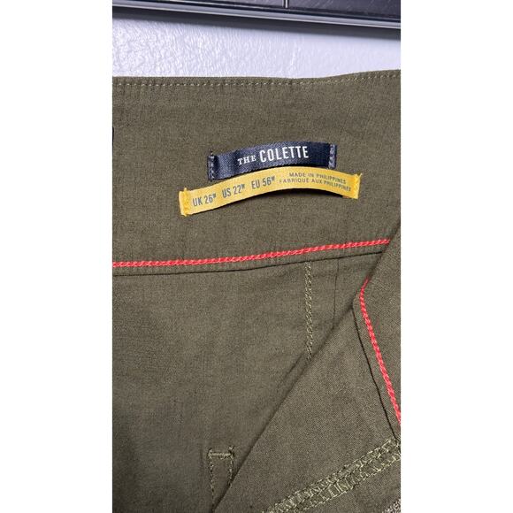 Maeve Anthropologie Colette Olive Green Wide Leg Twill Crop Pant Plus Size 22 - Picture 6 of 7